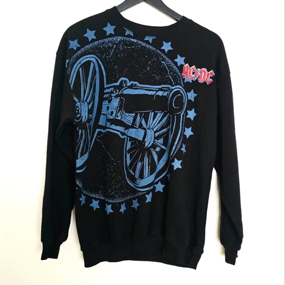 AC/DC Band Cotton Blend Crew Neck Black and Blue Graphic Sweatshirt Men's Size M - Picture 1 of 6